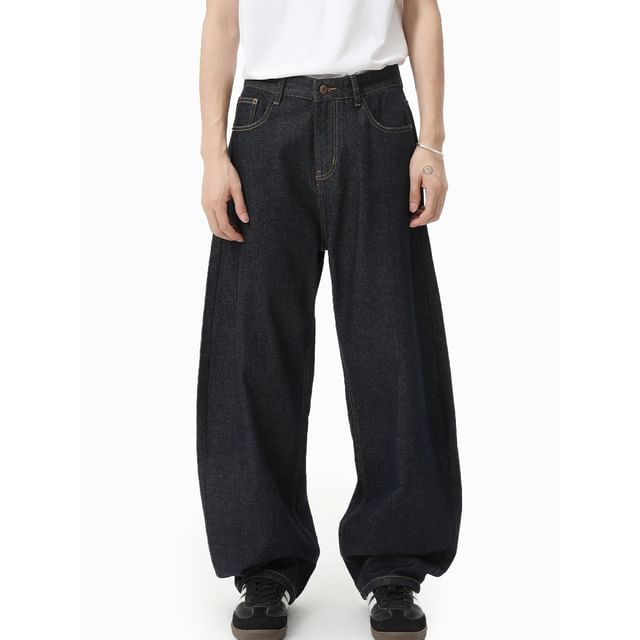 FAERIS-Mid Rise Unwashed Baggy Jeans