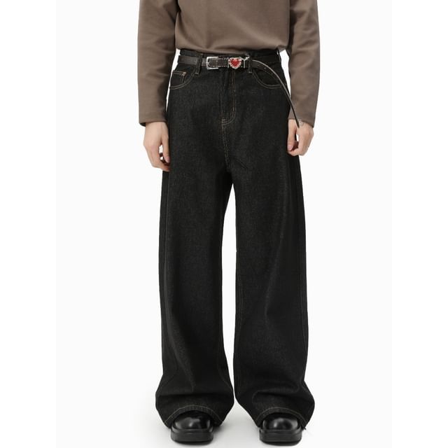 FAERIS-Mid Rise Unwashed Baggy Jeans