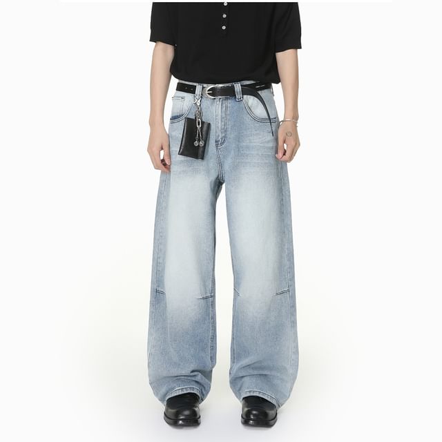 FAERIS-Mid Rise Washed Baggy Jeans