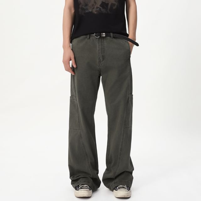 FAERIS-Mid Rise Washed Baggy Jeans