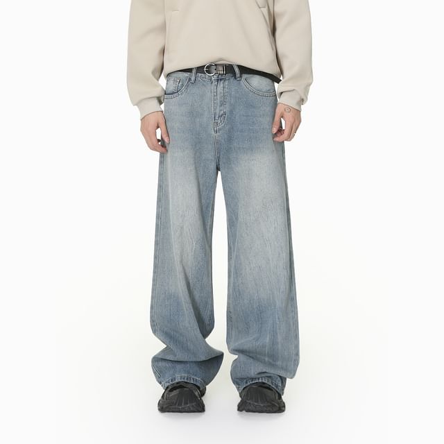 FAERIS-Mid Rise Washed Loose Fit Jeans