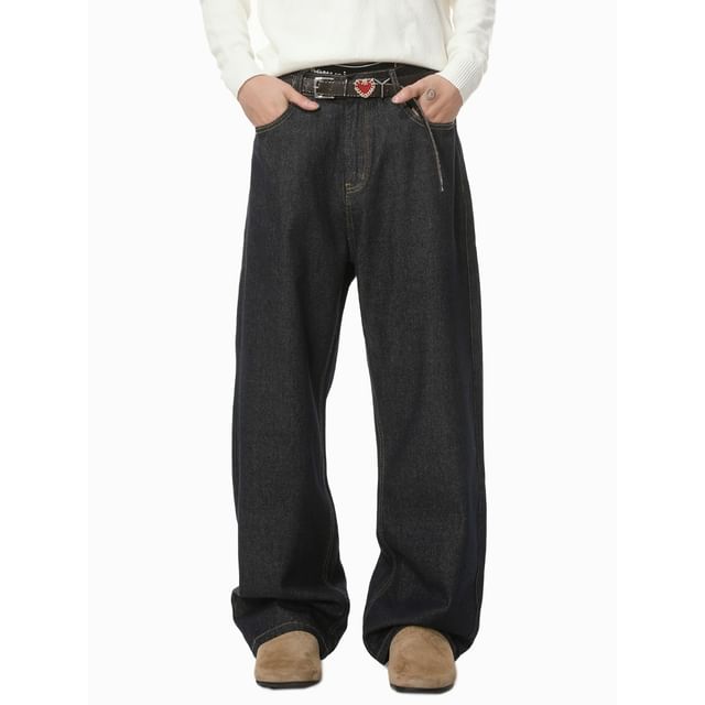 FAERIS-Mid Rise Washed Wide Leg Jeans