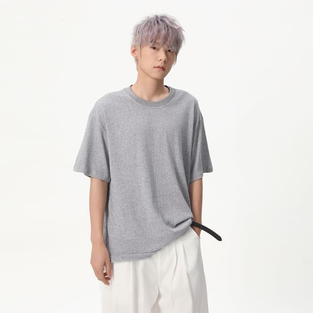FAERIS-Short Sleeve Crew Neck Plain T-Shirt