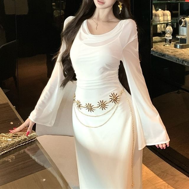 knee length dresses for ladies Womens Long Sleeve Cashmere Pullover Sweater Turtleneck Dress CP013 Taupe / Xs main image 1