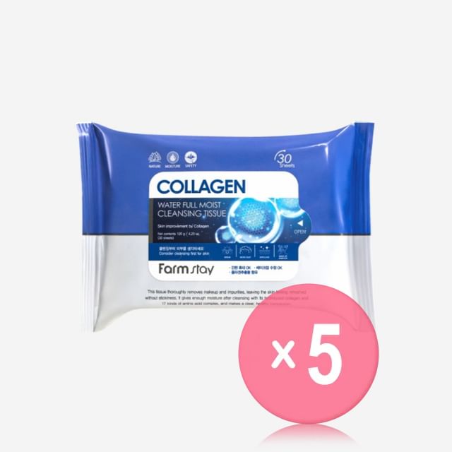 Farmstay-Collagen Water Full Moist Cleansing Tissue 5pcs Bundle Set