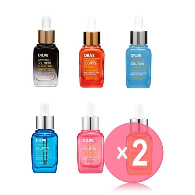 Farmstay-DrV8 Ampoule Solution - 6 Types 2pcs Bundle Set