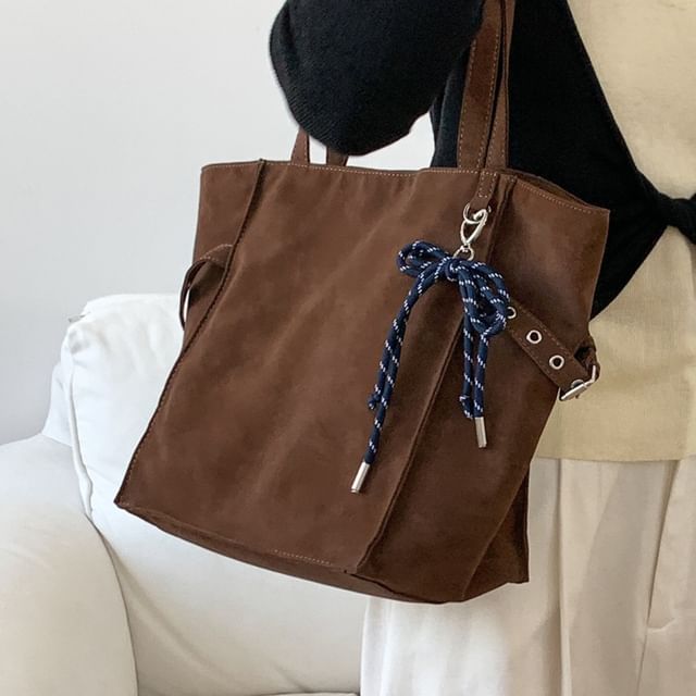 FAYLE-Buckled Faux Leather Tote Bag