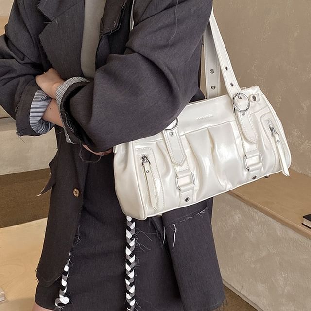 FAYLE-Buckled Zip Shoulder Bag