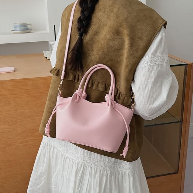 FAYLE-Drawstring Knotted Handle Crossbody Tote Bag