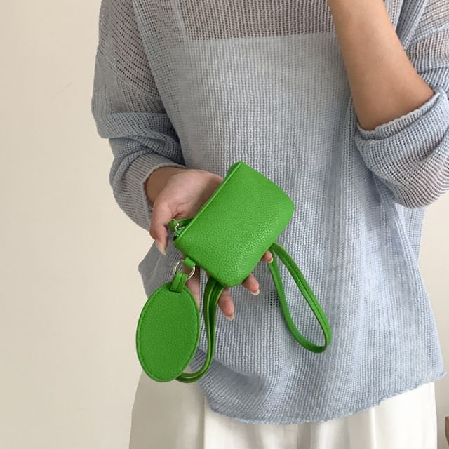 FAYLE-Faux Leather Coin Purse with Strap