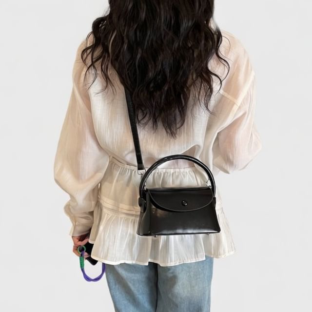 FAYLE-Faux Leather Flap Crossbody Bag