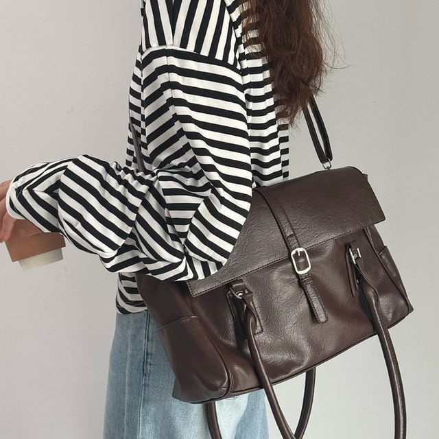 FAYLE-Faux Leather Flap Crossbody Bag