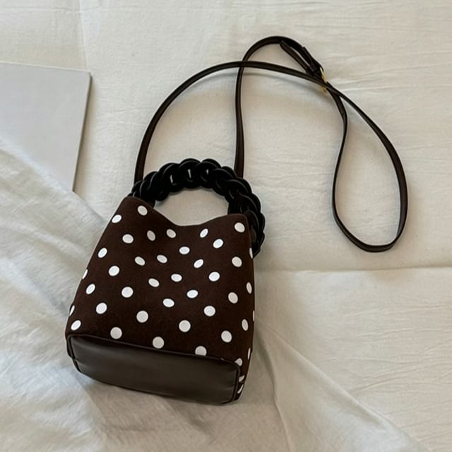 FAYLE-Faux Leather Polka Dot Bucket Bag