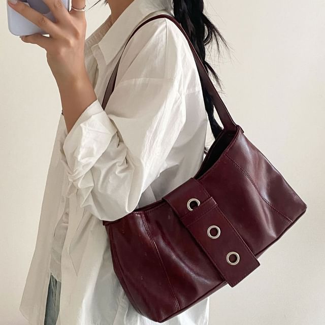 FAYLE-Faux Leather Zip Shoulder Bag