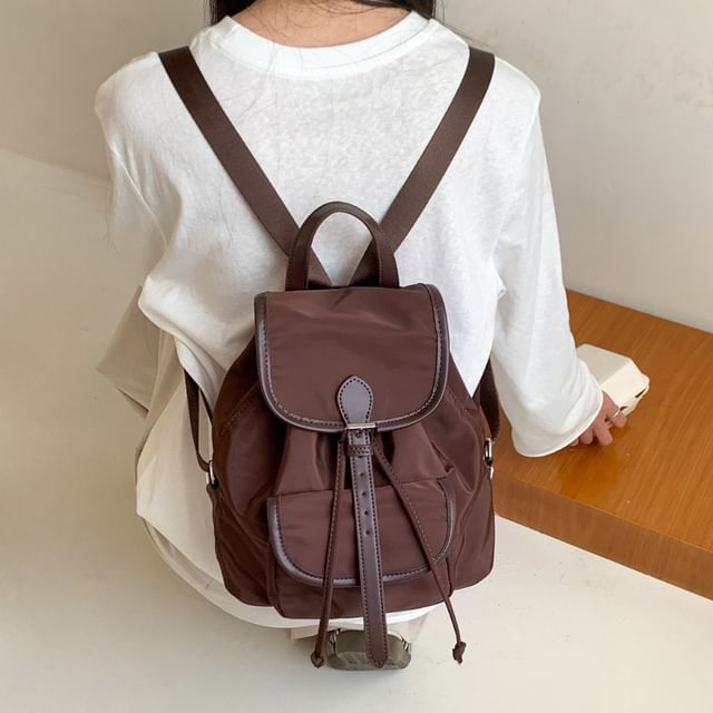 FAYLE-Flap Buckle Drawstring Fabric Backpack