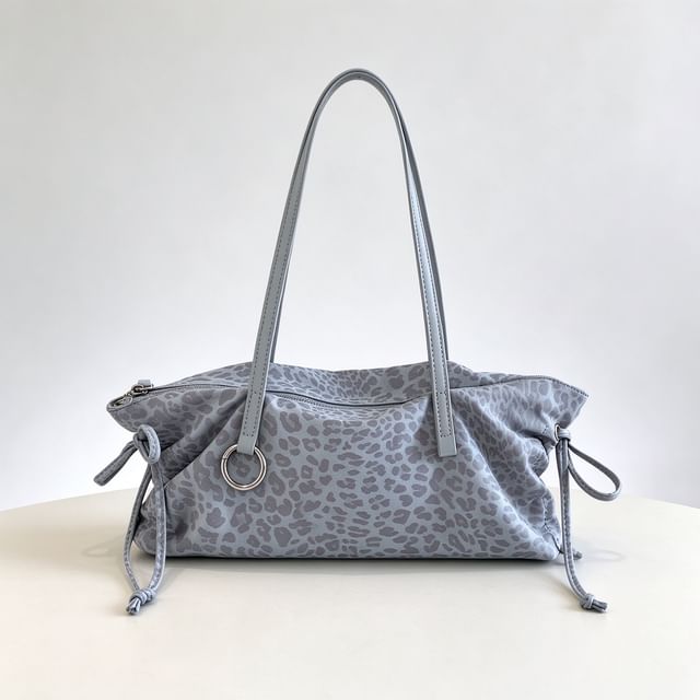 FAYLE-Leopard Print Ribbon Side Shoulder Bag