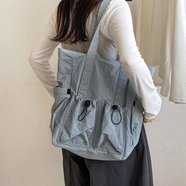 FAYLE-Panel Drawstring Fabric Tote Bag