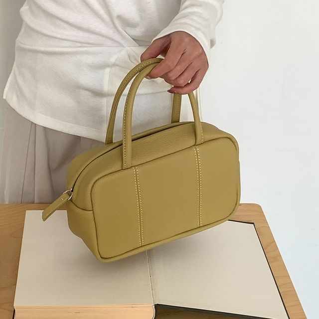 FAYLE-Panel Faux Leather Bowler Bag