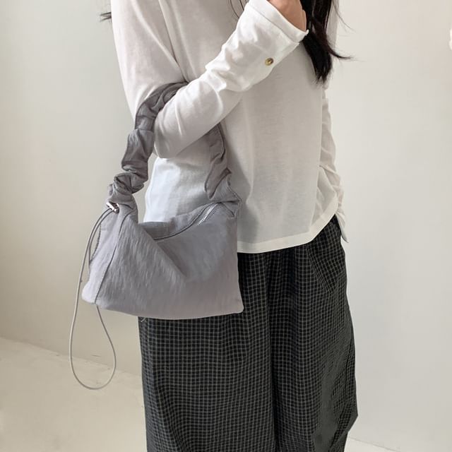 FAYLE-Plain Drawstring Nylon Shoulder Bag