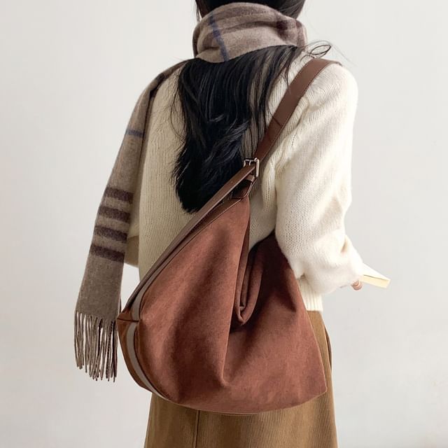 FAYLE-Plain Faux Suede Tote Bag