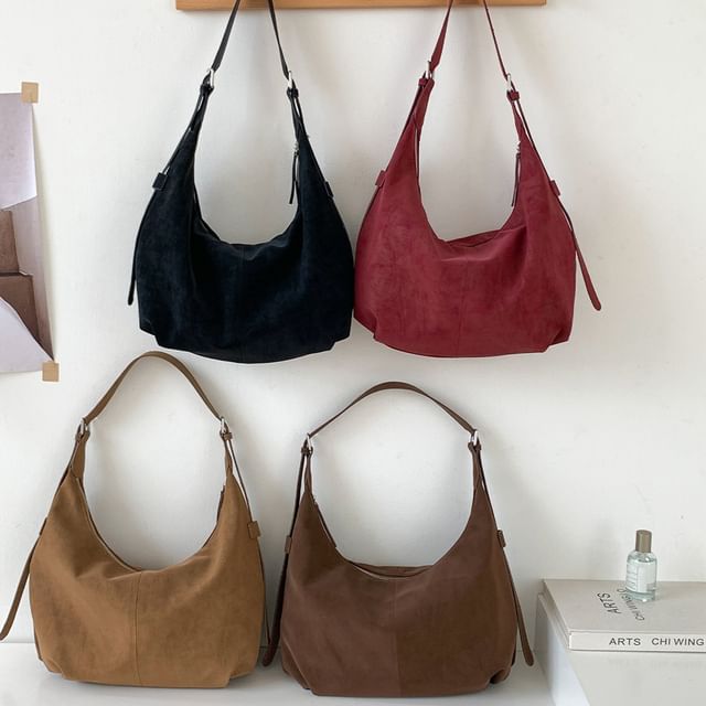 FAYLE-Plain Faux Suede Tote Bag