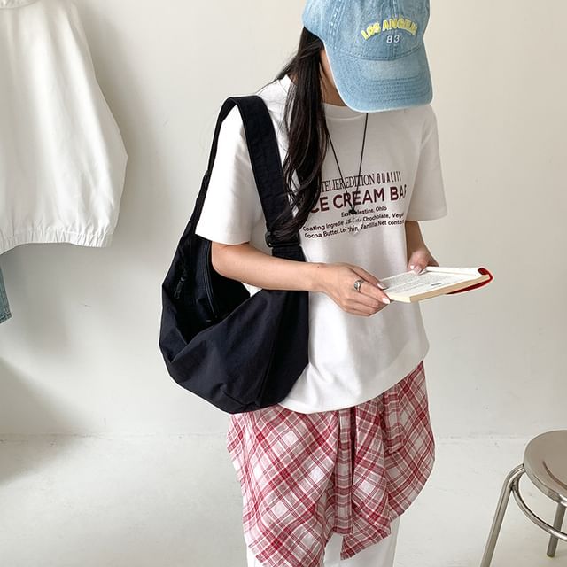 FAYLE-Plain Nylon Crossbody Bag