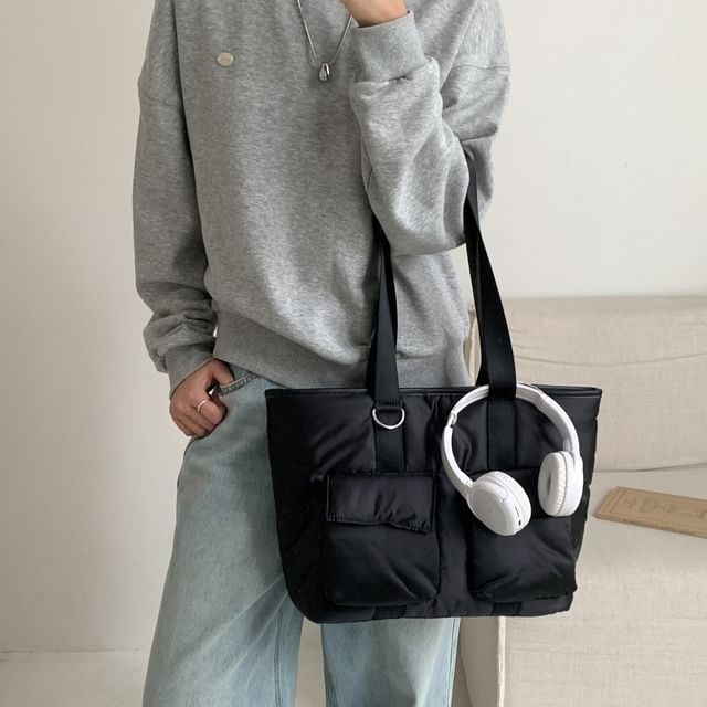 FAYLE-Plain Padded Nylon Tote Bag