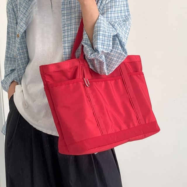 FAYLE-Plain Panel Fabric Tote Bag