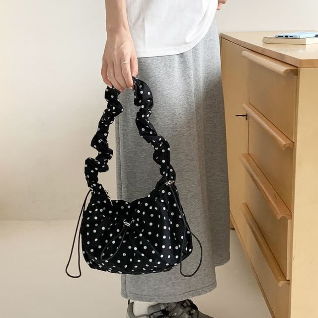 FAYLE-Ruched Strap Dotted Drawstring Shoulder Bag