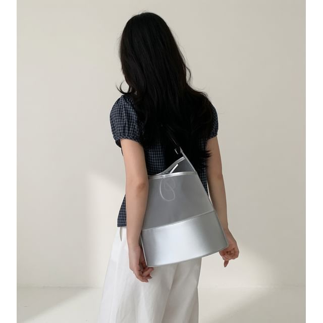 FAYLE-Set Mesh Bucket Bag Drawstring Pouch