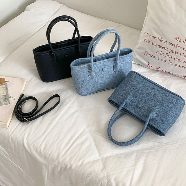 FAYLE-Snap Buttoned Plain Handbag