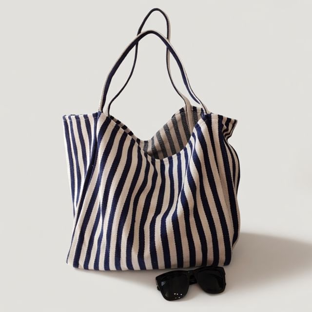 FAYLE-Striped Canvas Tote Bag