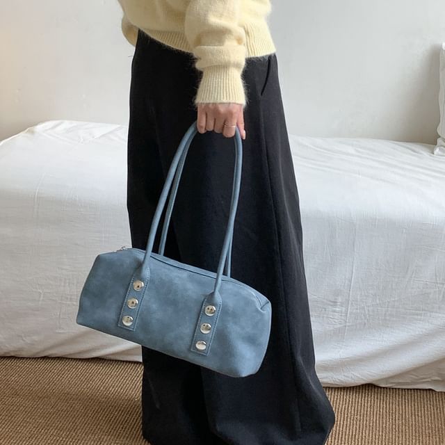 FAYLE-Studded Faux Leather Tote Bag