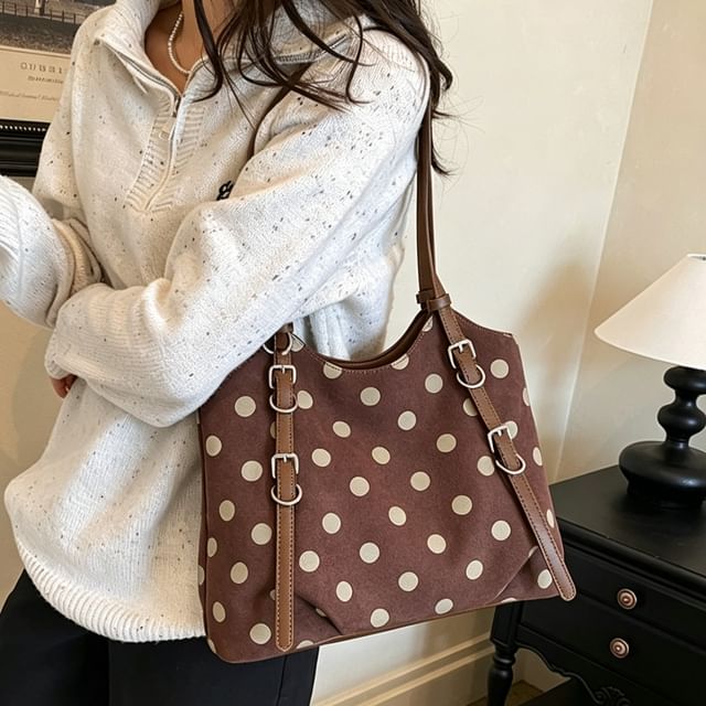 FAYLE-Velvet Polka Dot Shoulder Bag