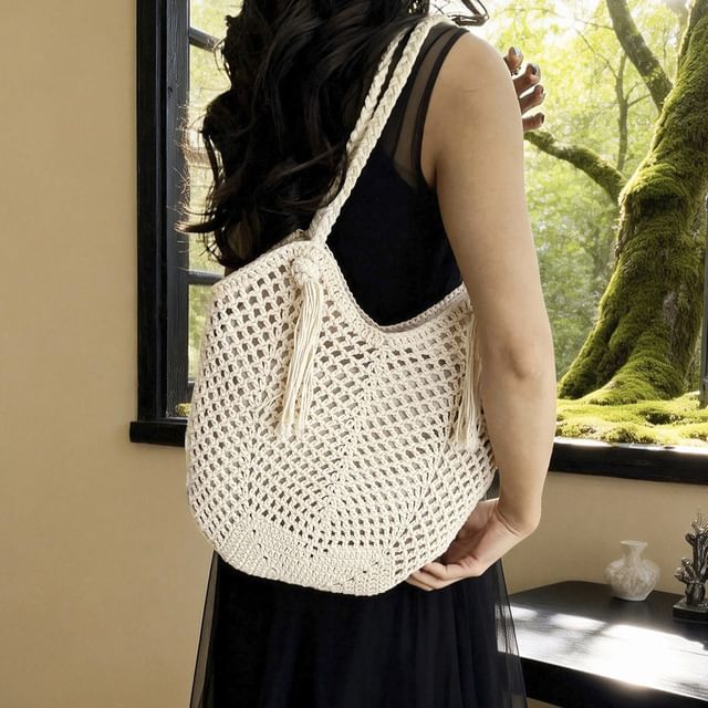 FAYLE-Zip Buckled Straw Woven Tote