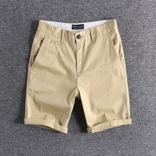 Femilina-Mid Rise Plain Shorts