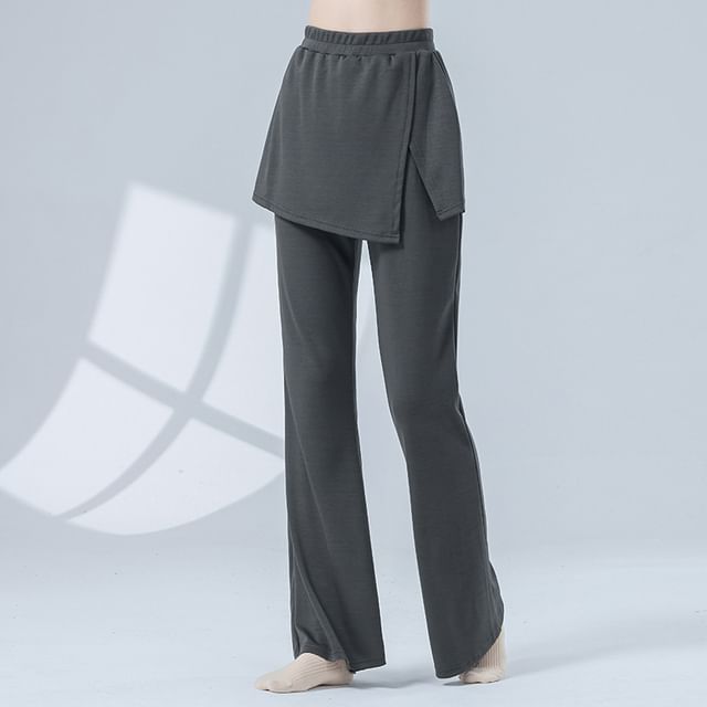 femmal-High Rise Overlay Flared Pants