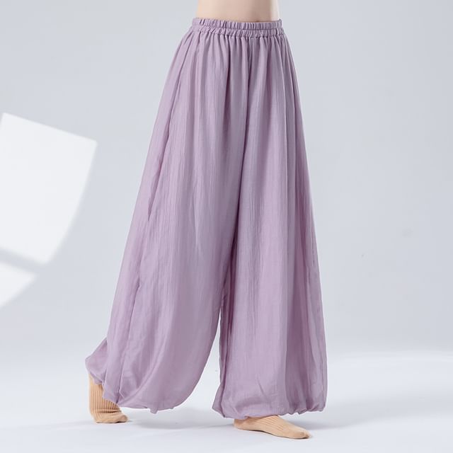 femmal-High Waist Plain Baggy Pants