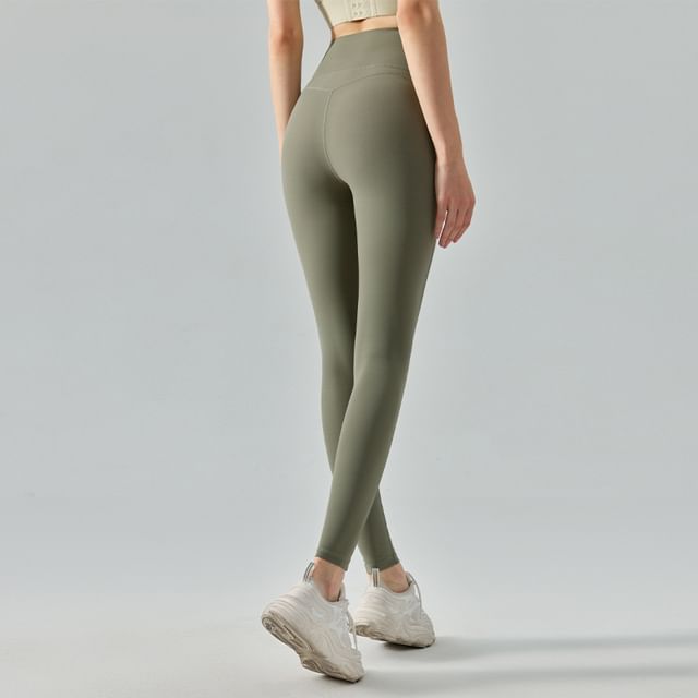femmal-High Waist Plain Leggings