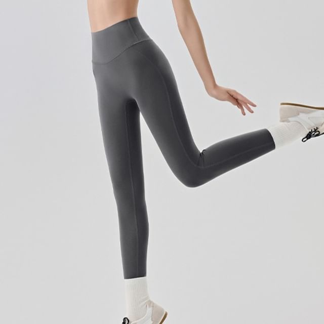 femmal-High Waist Plain Yoga Pants