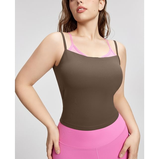 femmal-Mock Two Piece Padded Yoga Camisole Top