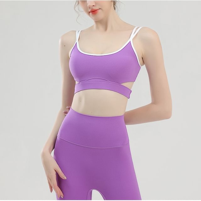 femmal-Set Plain Sport Bra Top Yoga Pants