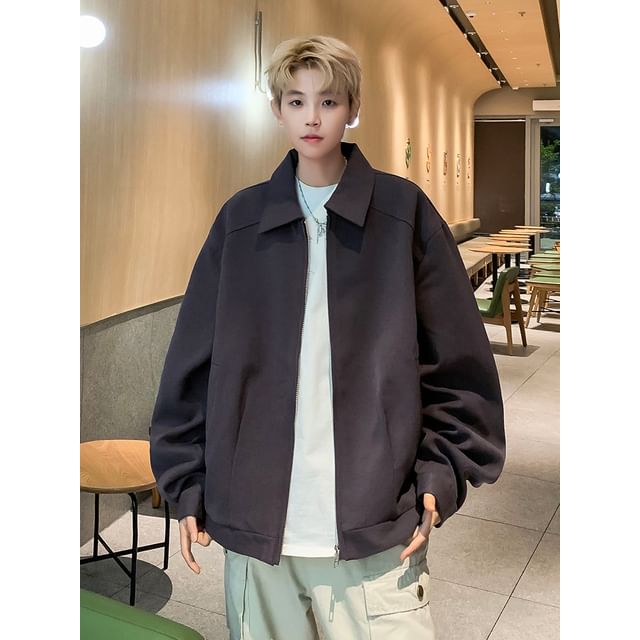 Filmas-Collar Plain Zip Jacket