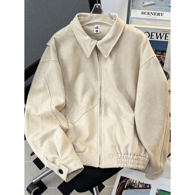 Filmas-Collared Plain Zip-Up Jacket