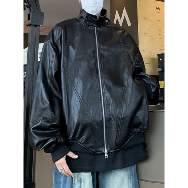 Filmas-Faux Leather Zip Jacket