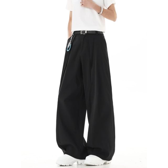 Filmas-High Waist Plain Wide Leg Pants