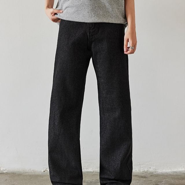 Filmas-Mid Rise Plain Barrel Leg Jeans
