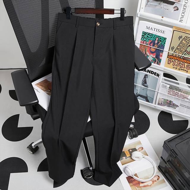 Filmas-Mid Rise Plain Straight Leg Pants
