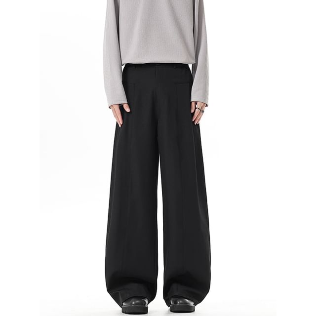 Filmas-Mid Rise Plain Wide Leg Pants