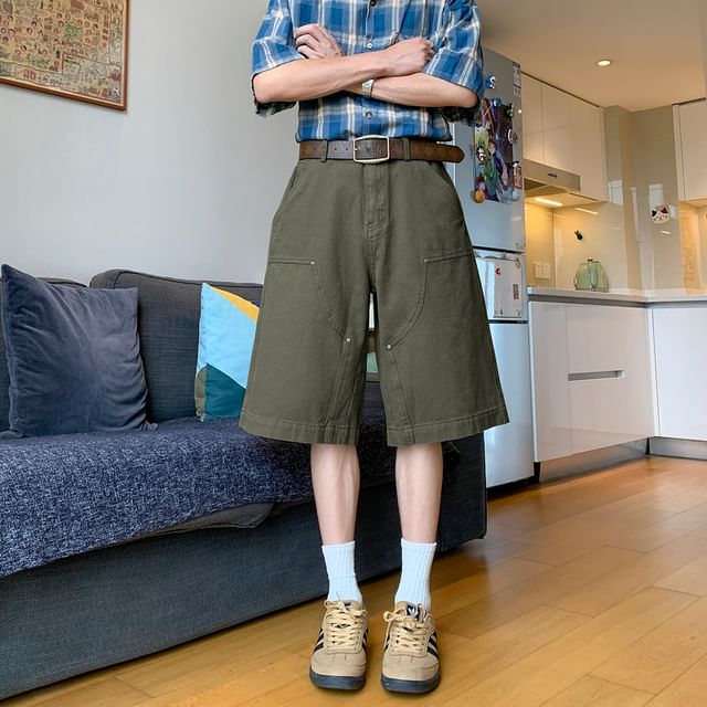 Filmas-Mid Rise Plain Wide Leg Shorts